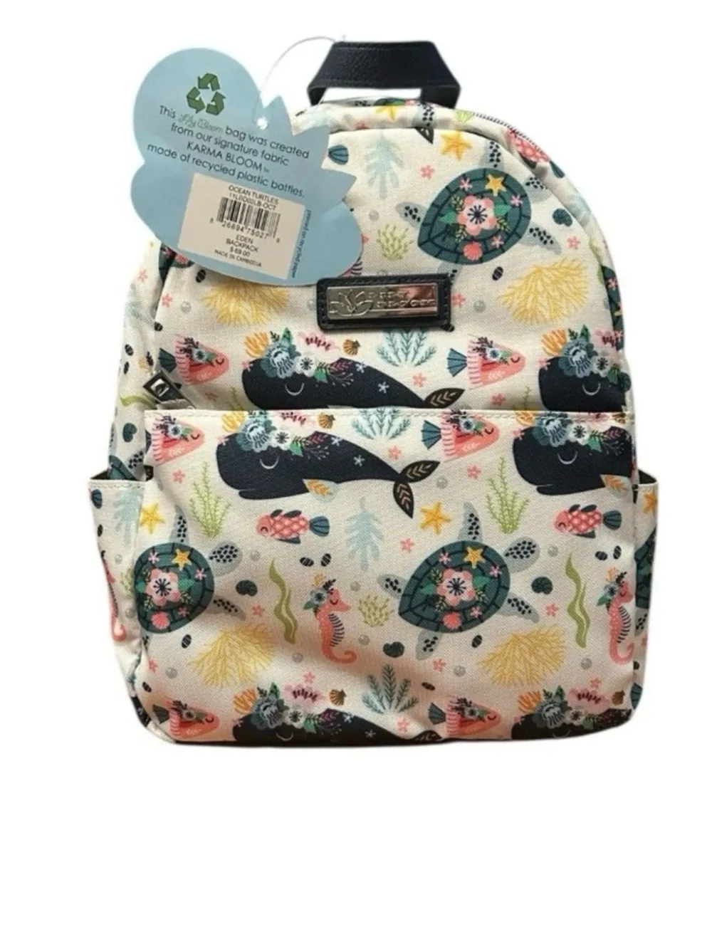 Lily Bloom Cream Kids Backpack with Multicolor Sea Creatures